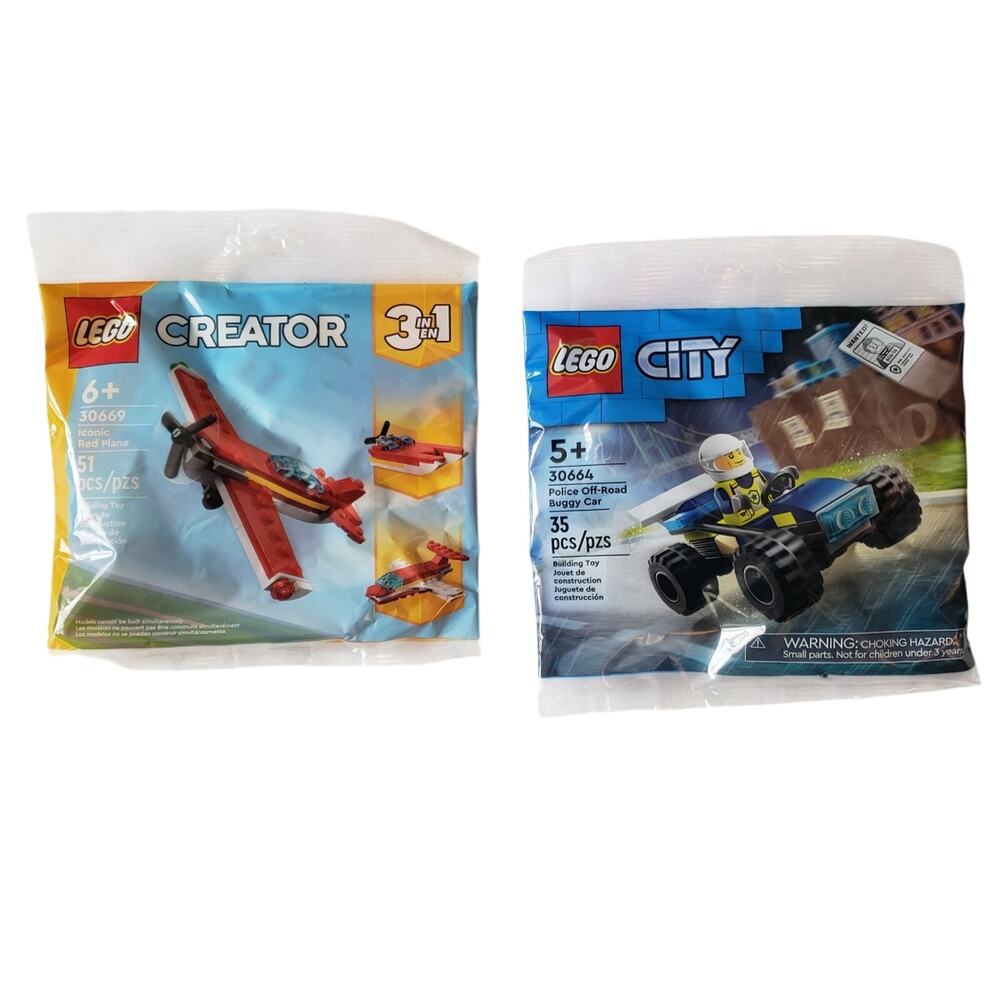 Lego City Police Off-Road Car & Iconic Red Plane New In Sealed Packages